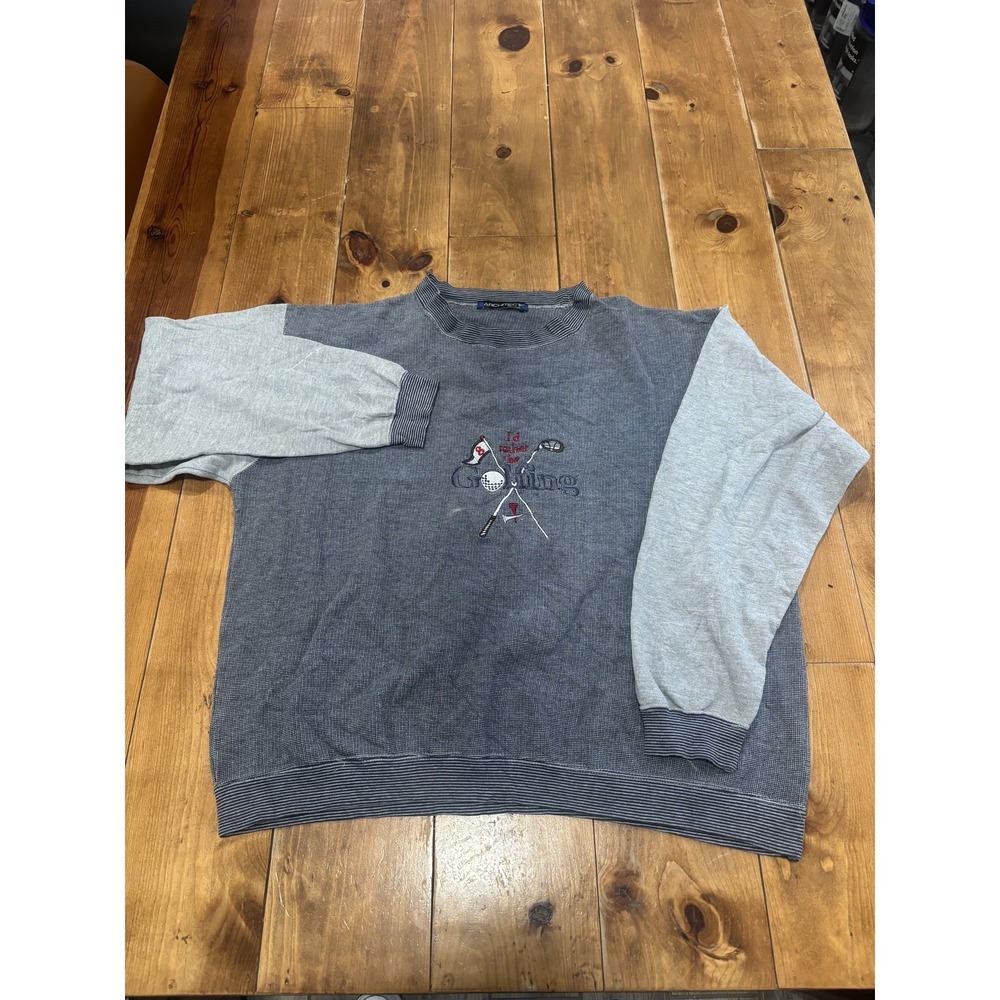 ARCHITECT Men's XL Golfing Embroidered Mock Neck Sweatshirt Gray Blue Pullover